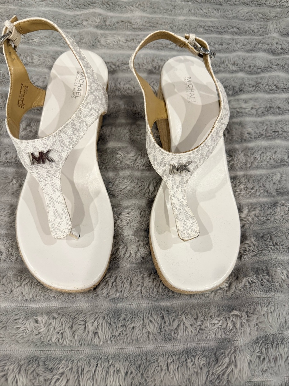 Michael Kors White Logo Thong Sandals - MK Signature Never Worn Outside!